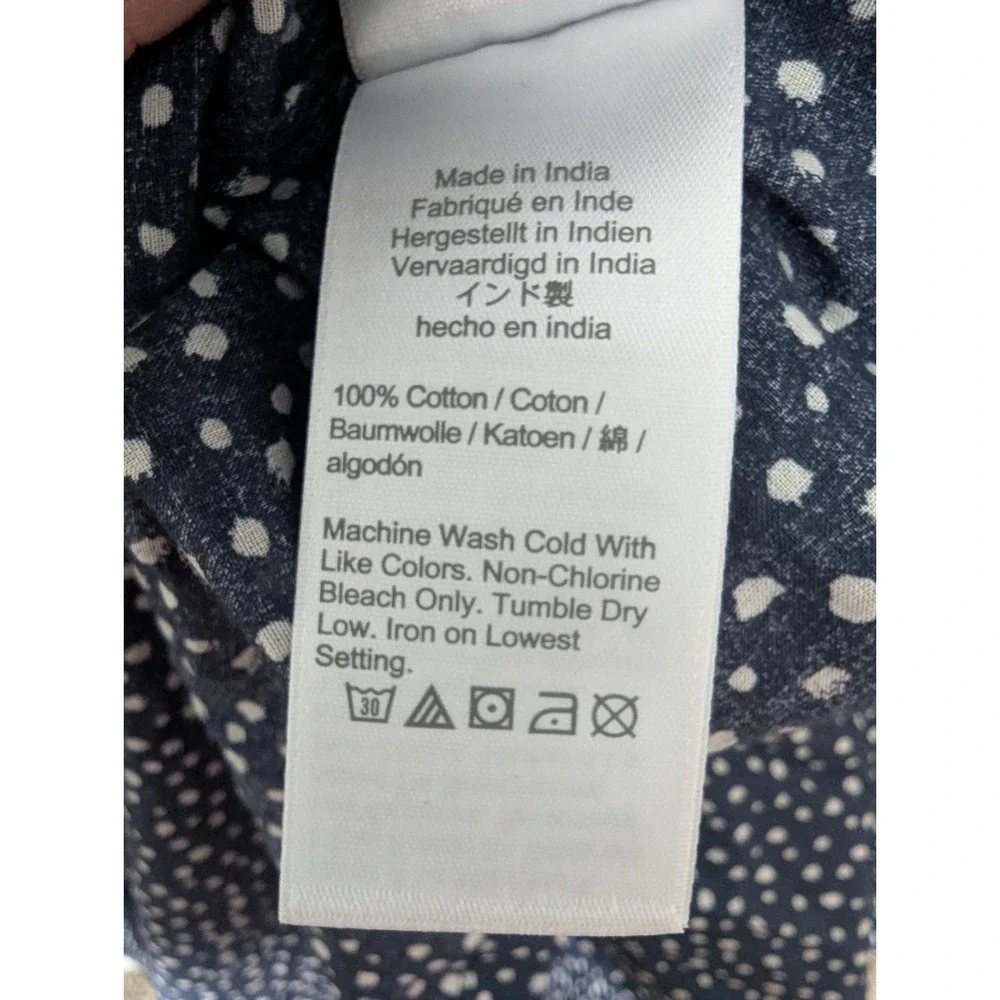 J CREW Women's Dress L‎ Blue Side-tie Beach  in Dot Blue White BH545 Coastal